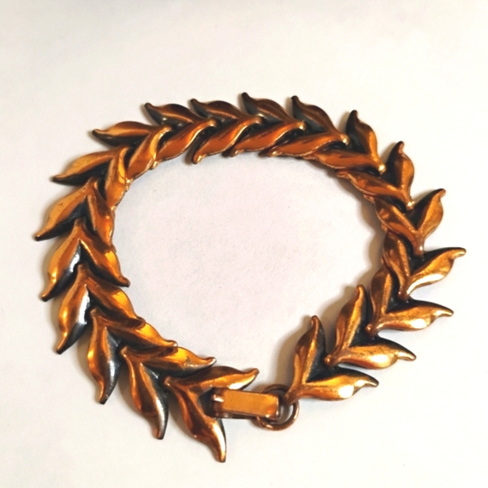 Vintage Mid Century Style‎ Copper Leaf Bracelet